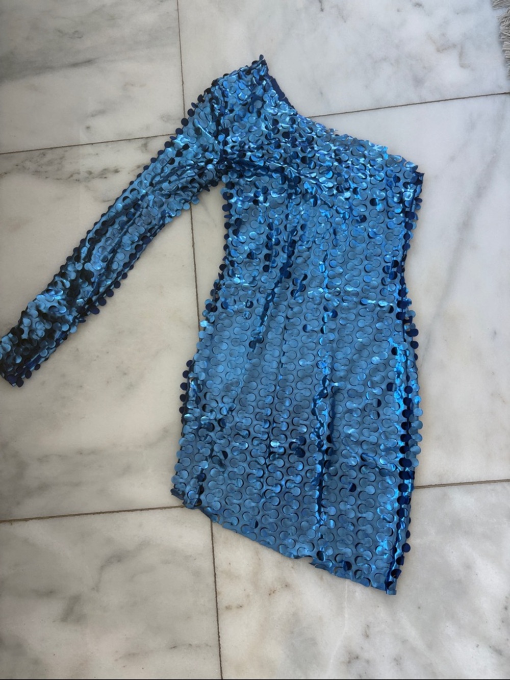 Blue One-Shoulder Mini Dress